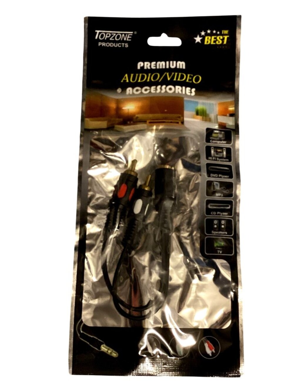 20pcs Topzone Products 03-A150 3.5mm Stereo Plug To 2 RCA Plugs Audio Interconne
